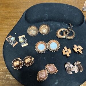 Copper-Tone Vintage Clip-On Earring Lot - Mixed Styles